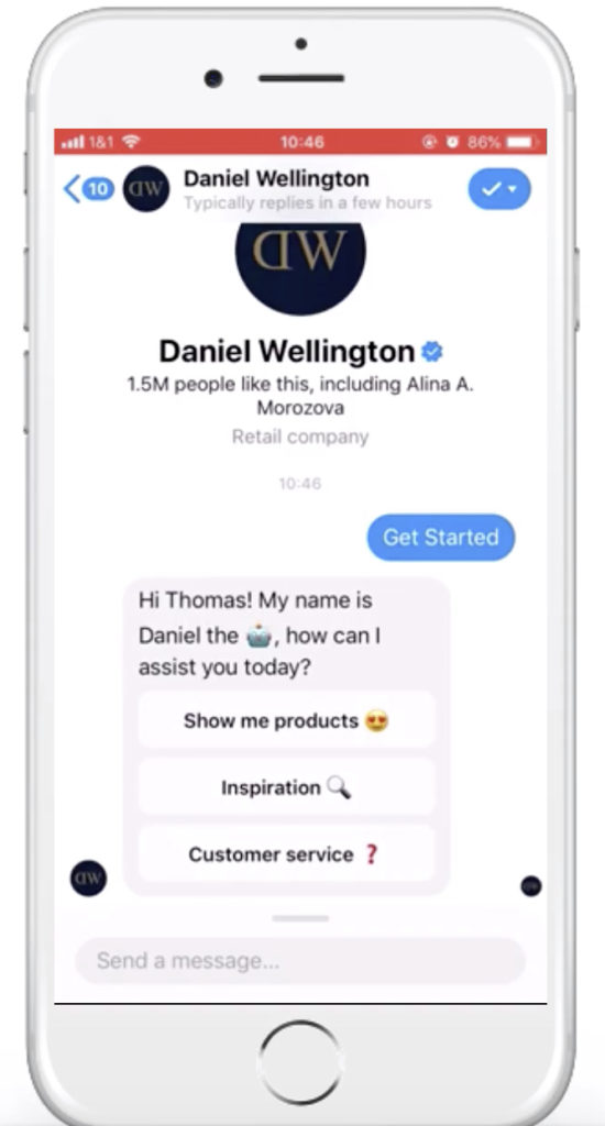 daniel wellington guided selling bot examples