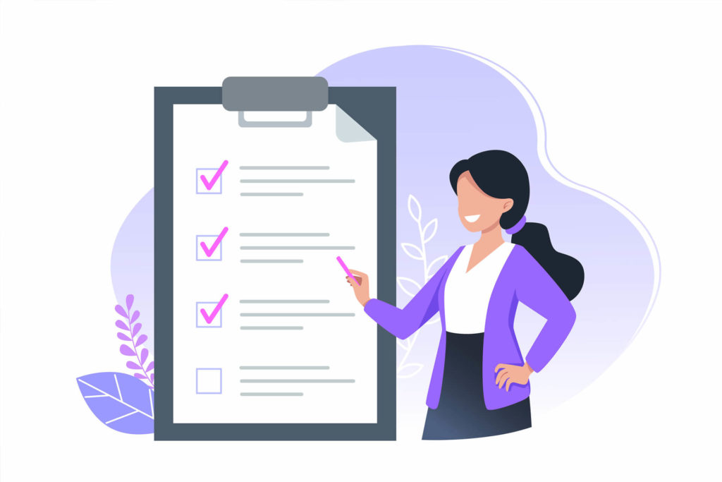 Vector image of woman and checklist