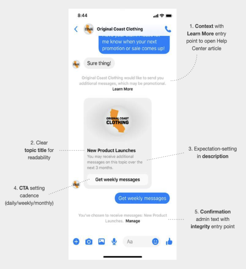 recurring notifications on messenger playbook opt-in experience