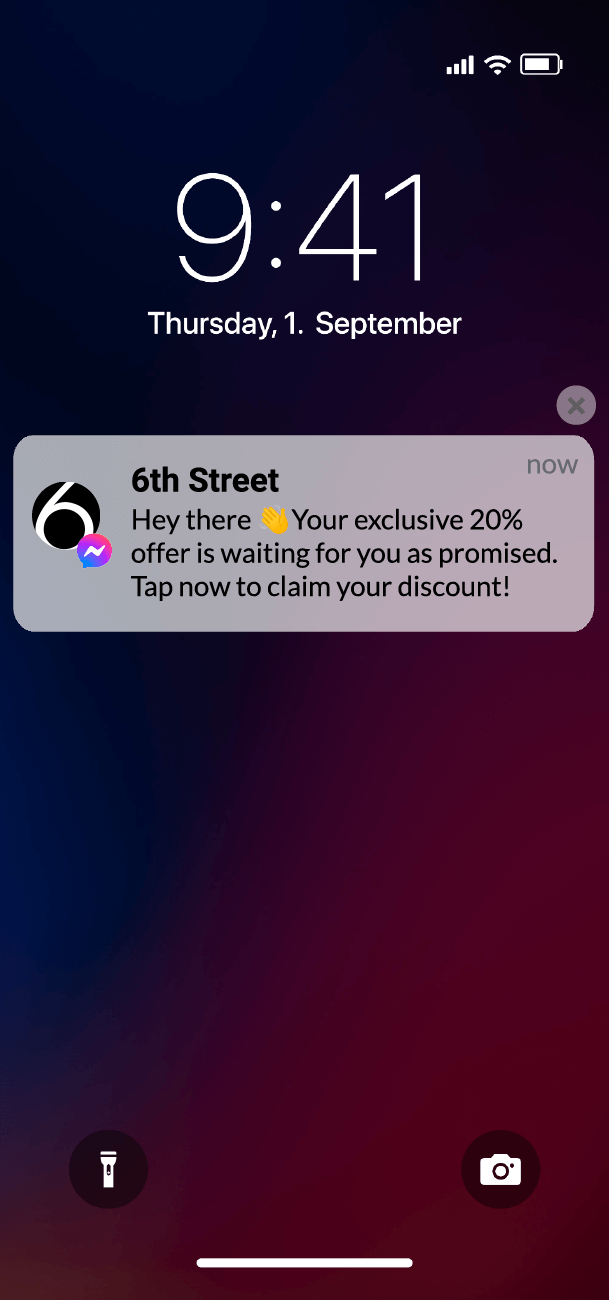 6thStreet Messenger Notification to Upsell and Drive Engagement