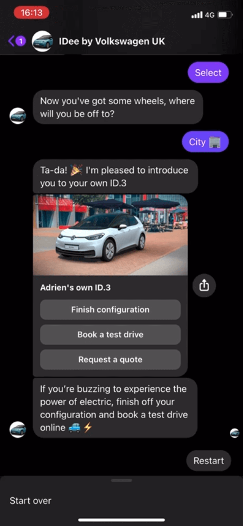 Messenger Volkswagon UK Personalized Buyer Journeys in Chat