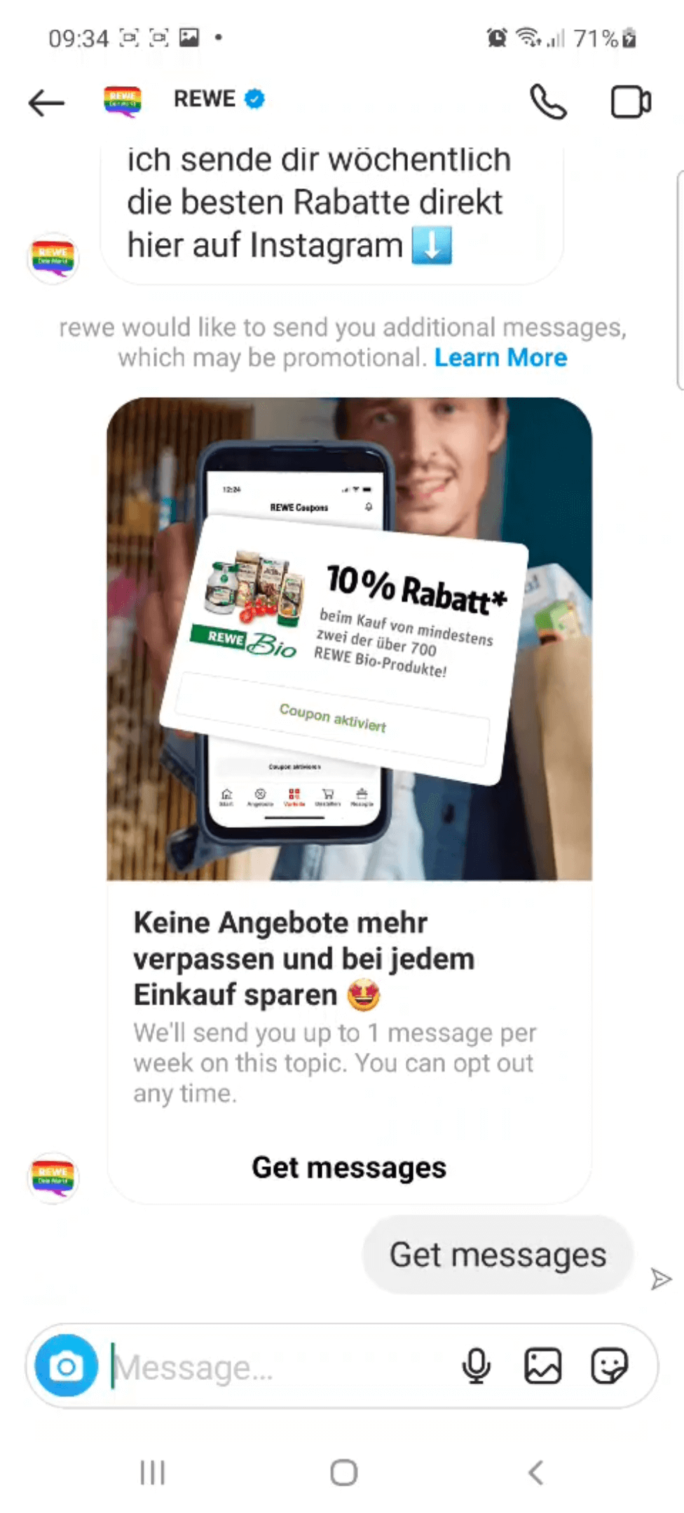 Rewe Instagram Messaging digital flyer